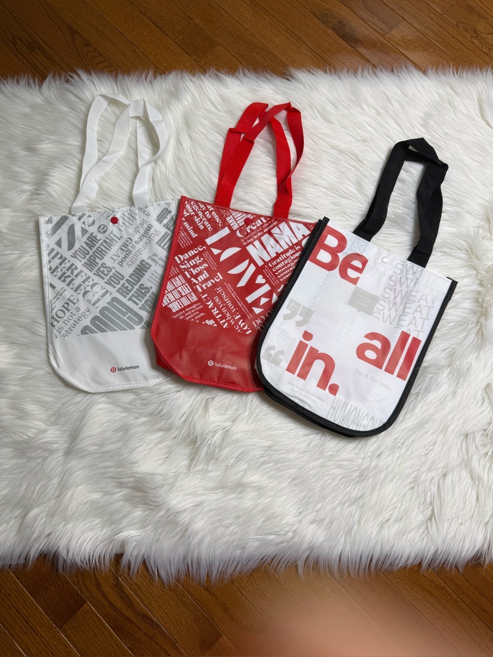 Set of 3 Lululemon Small Reusable Tote Bag Trio
